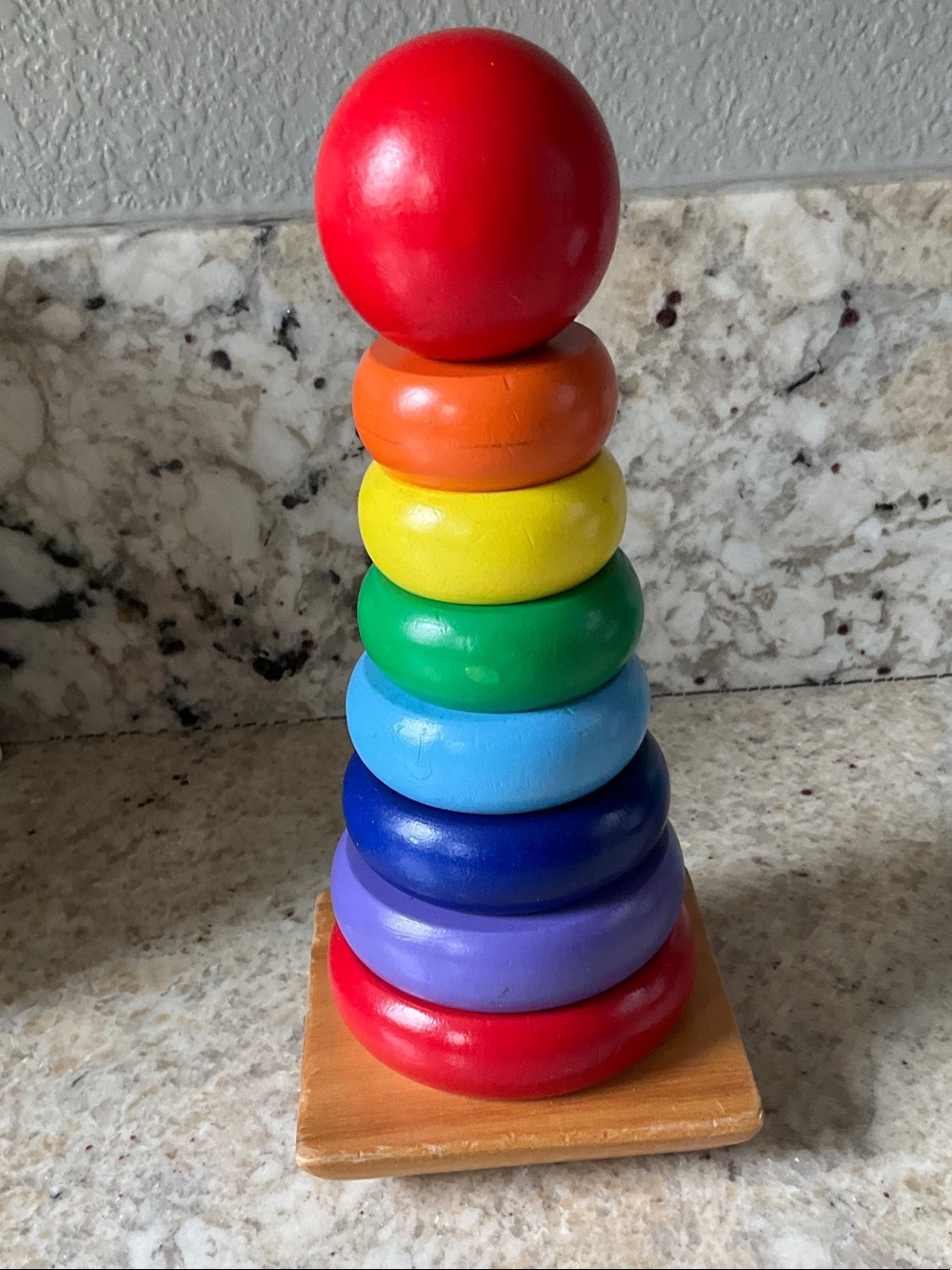 Wooden Rainbow Stacking Rings Toy - Multicolor